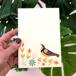 4 1/4 x 6 Notepad "Varied Thrush" in compostable sleeve