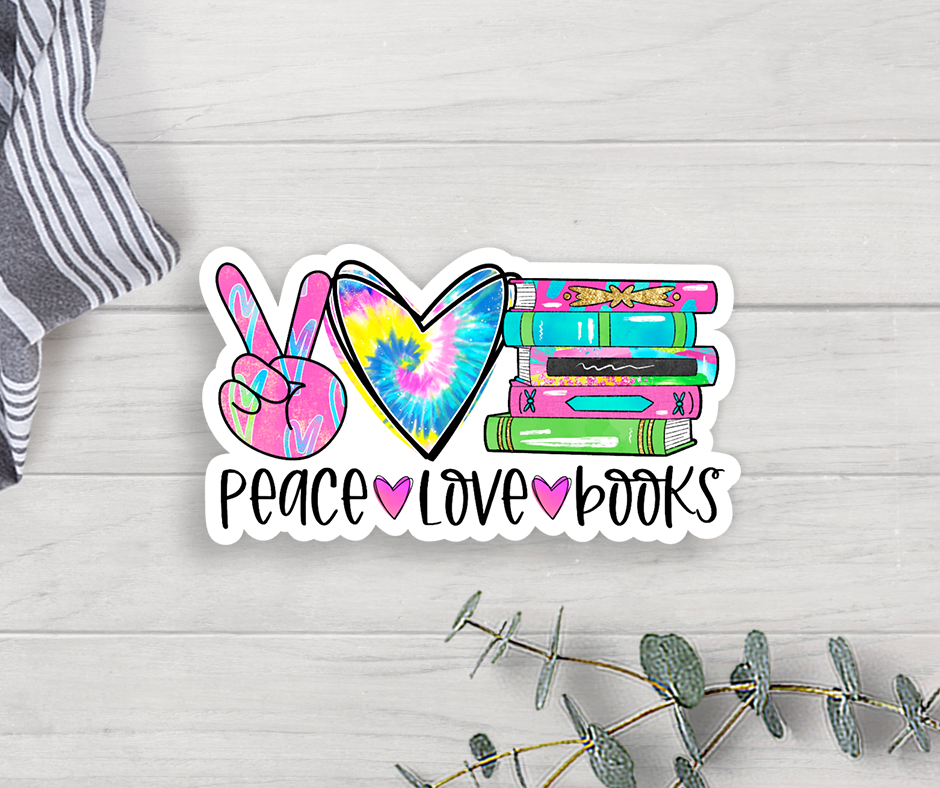 Peace Love Books Vinyl Sticker