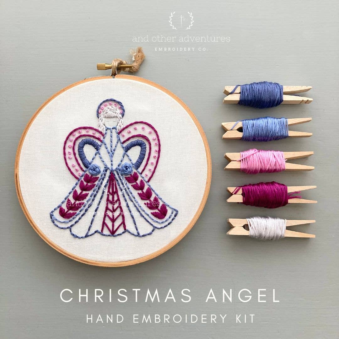 Embroidery Kit - Christmas Angel in Periwinkle