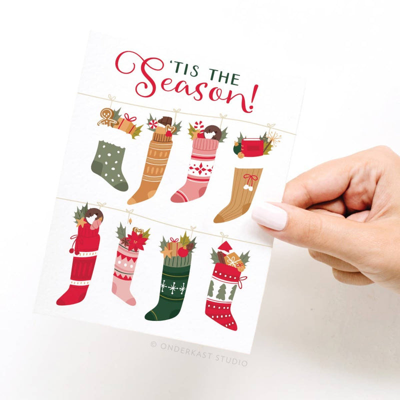 'Tis the Season Christmas Stockings Greeting Card