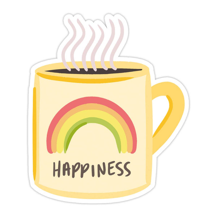 Happiness Mug Vinyl Sticker - Coffee Shop Sticker