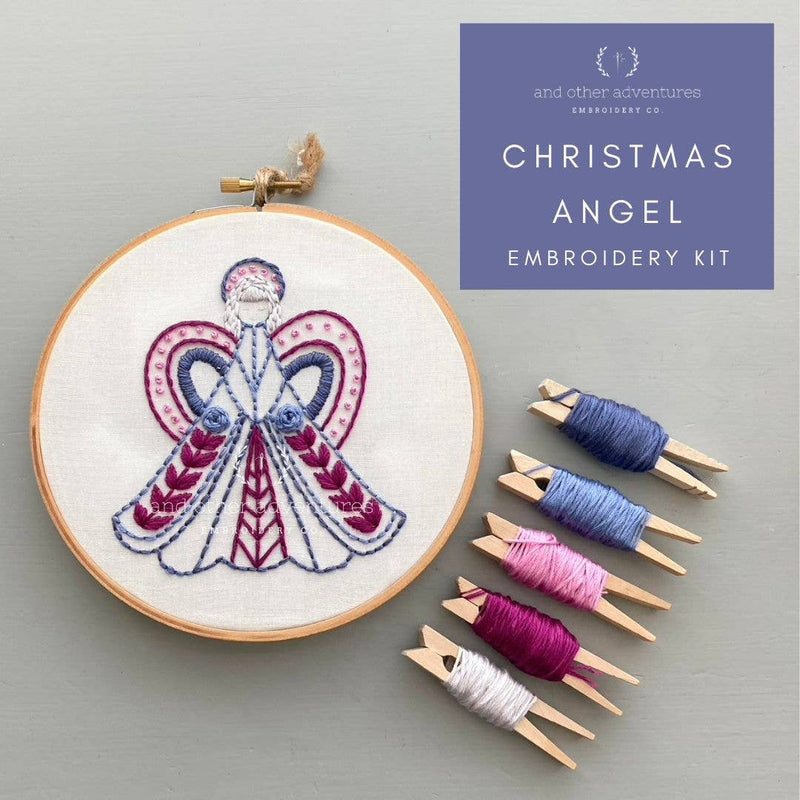 Embroidery Kit - Christmas Angel in Periwinkle