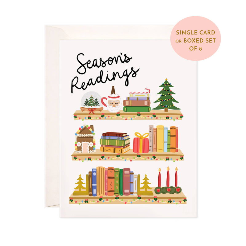 Season's Readings Greeting Card - Christmas Bookstore Card