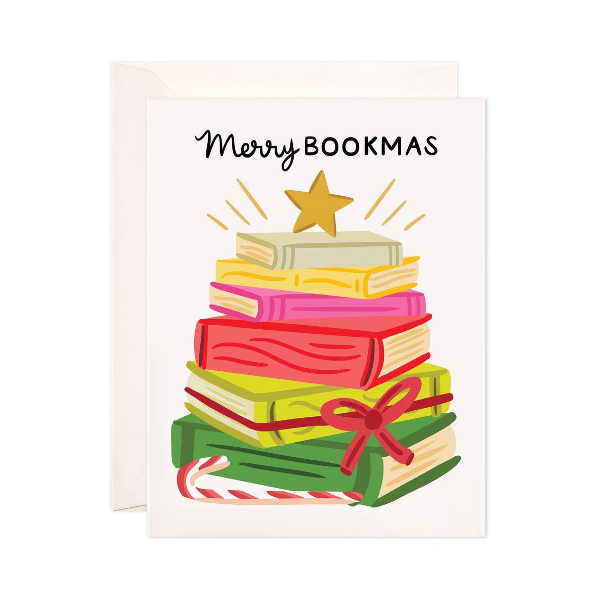 Merry Bookmas Greeting Card - Christmas Bookstore Card