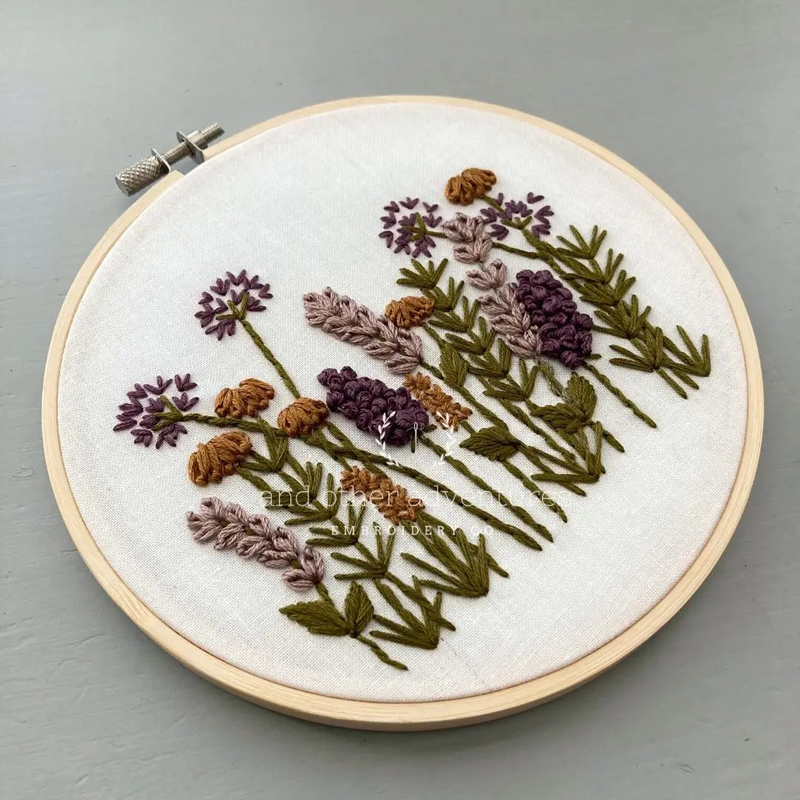 Hand Embroidery Kit - Meadow in Plum