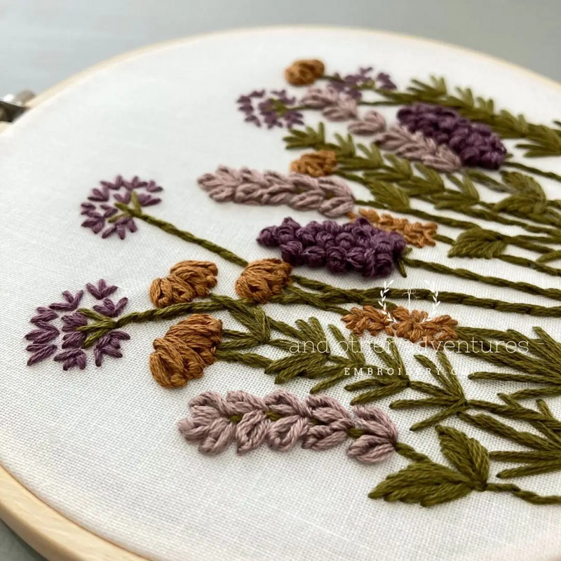 Hand Embroidery Kit - Meadow in Plum