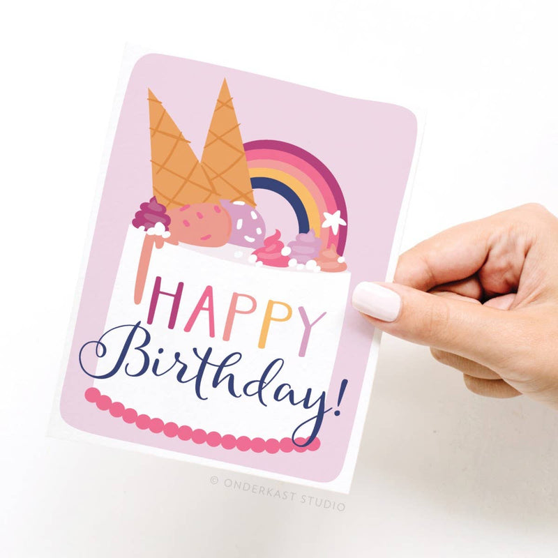 Happy Birthday Ice Cream Cake Greeting Card