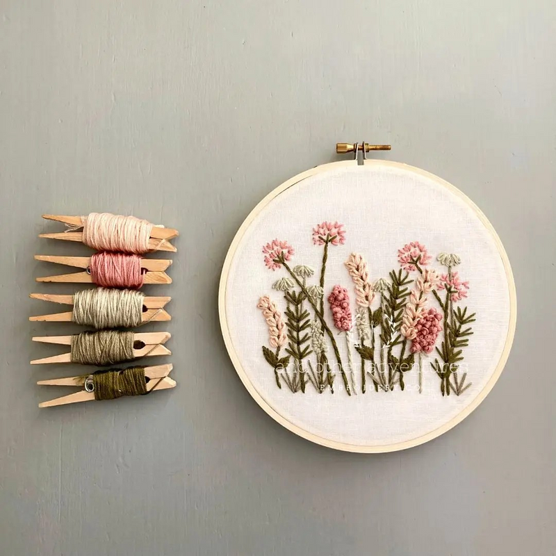 Hand Embroidery Kit - Meadow in Blush & Olive