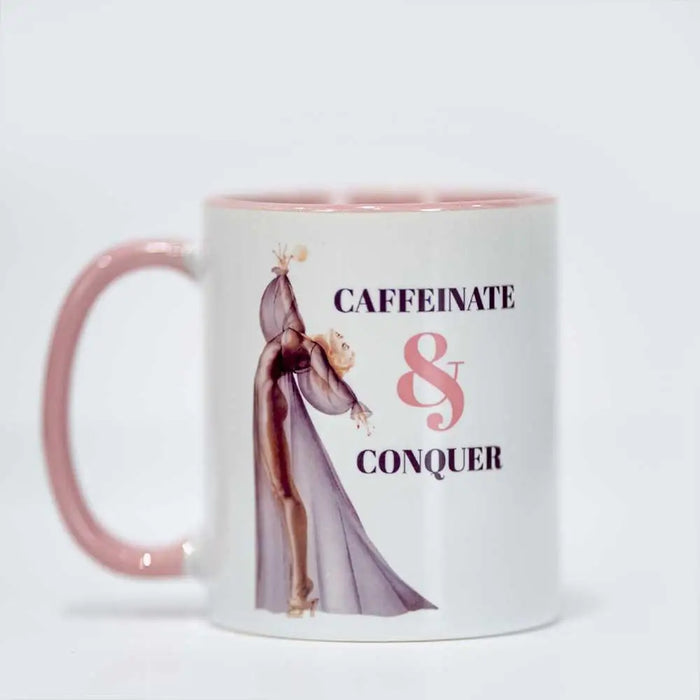 Caffeine and Conquer Pinup Girl Coffee Mug